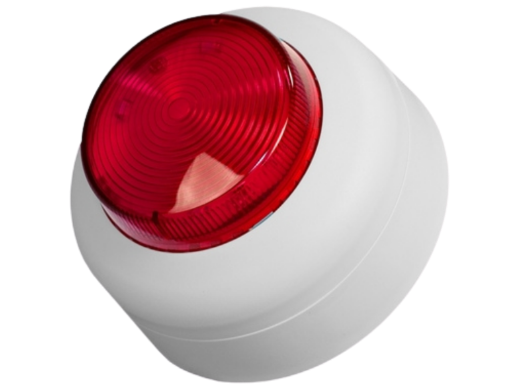 Red LED Beacon White Shallow Body