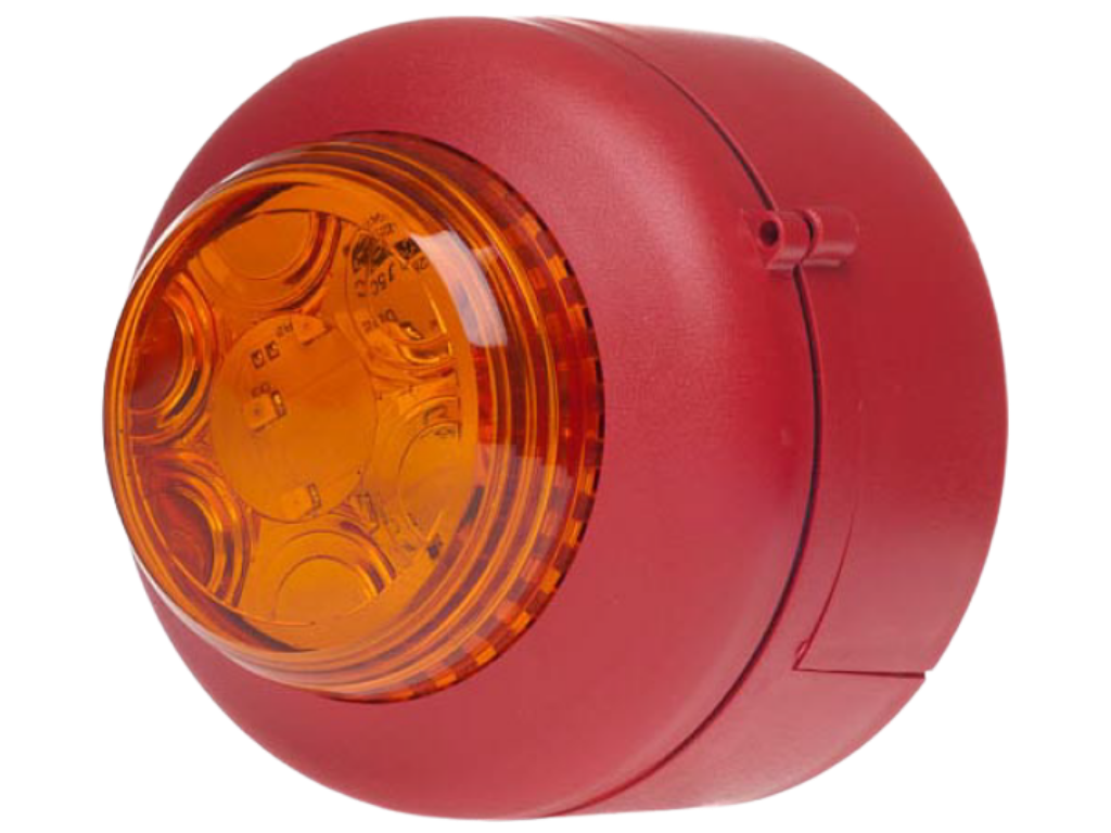 VXB LED Beacon Red Body Amber Lens Shallow